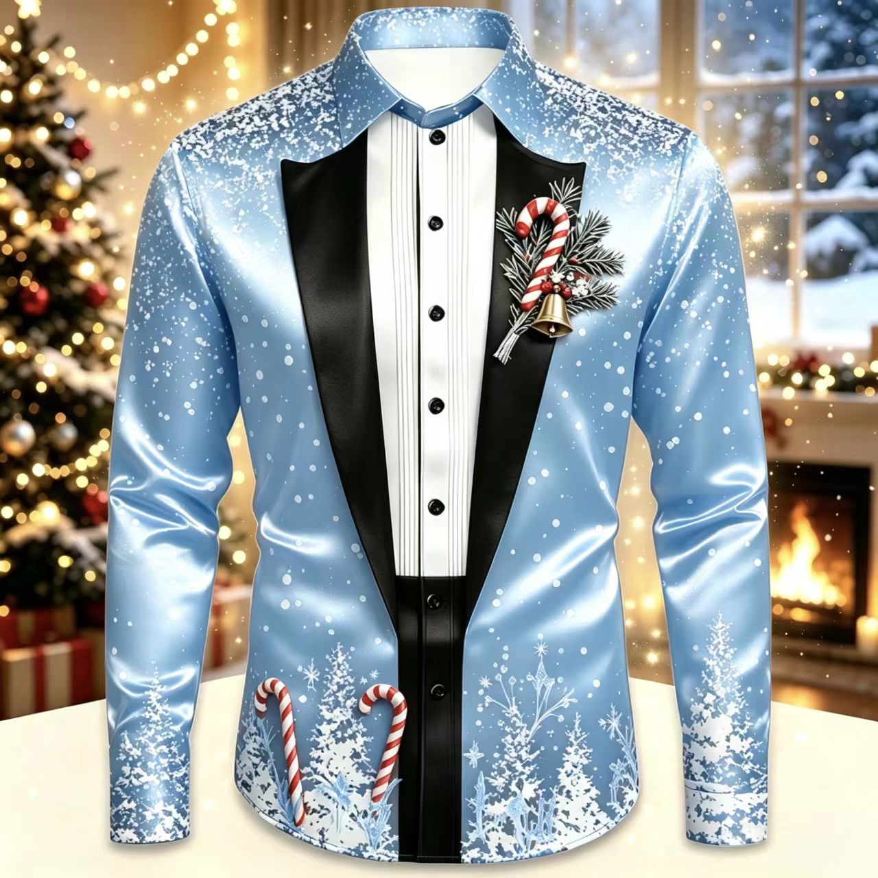 Men Christmas Satin Long Sleev - Mens Satin Silk Dress Shirt ulasan dan harga